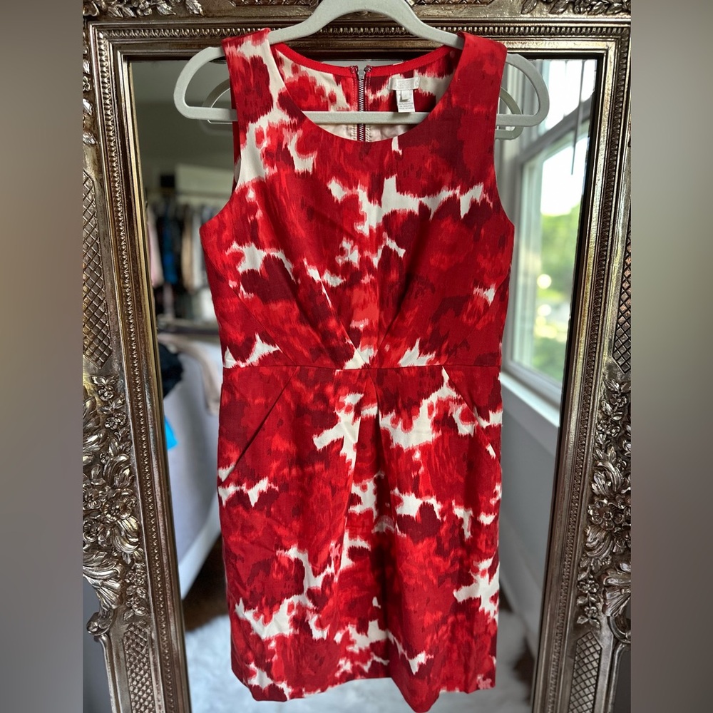 J. CREW Winsome Wool Sheath Dress Super 120's Blurry Red Rose Rouge Size 4 - Picture 2 of 5